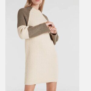Express Ribbed Chunky Knit Raglan Sleeve Sweater Mini Dress Size XL Ivory Green